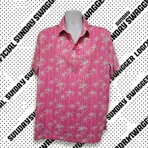 ​Sunday Swagger "Sizzlin" Pink Palm Tree Golf Polo - Men's XL - Performance